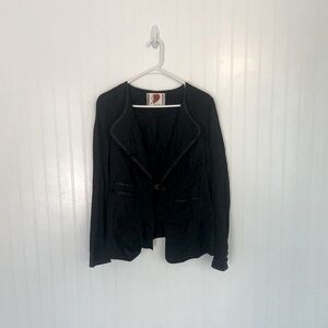 Free People Vintage Crinkle Crushed Satin Tuxedo Jacket Blazer - 8
